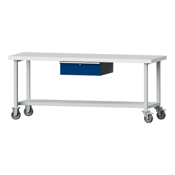 Work table, model 83, KSP 50 mm, RAL 7035/RAL 5010, 850 x 2000 x 700 mm - Working table 2000 mm movable