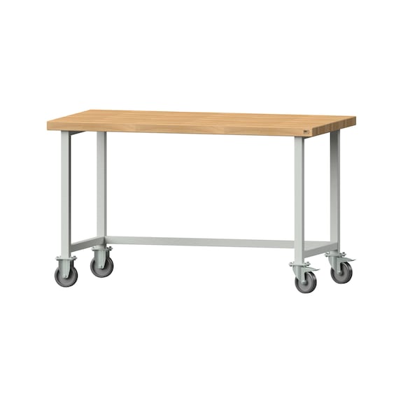 Arbeitstisch, Modell 160, BMP 50 mm, RAL 7035, 900 x 1500 x 800 mm - Arbeitstisch 1500 mm fahrbar