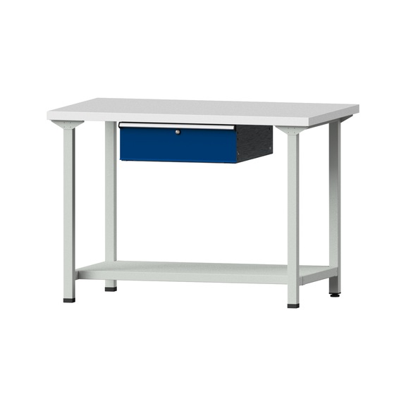 Work table, model 133, KSP 40 mm, RAL 7035/RAL 5010, 890 x 1270 x 800 mm - Working table 1270 mm static