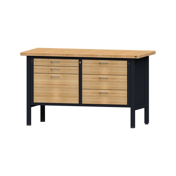 Box workbench V/T-BL 1500 mm, model 207, BMP 40 mm, RAL 7016, 890x1500x700 mm - Cabinet workbench 2 blocks models 103 - 209