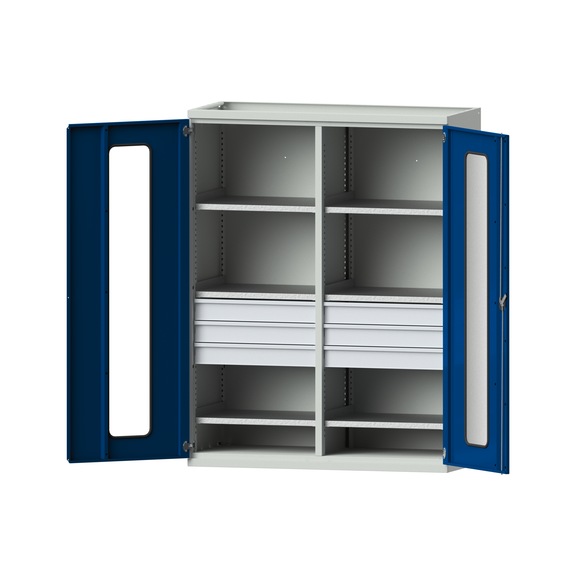 Schwerlastschrank T630mm - H1950mm, Modell 403, RAL 7035/RAL 5010, 620.011.0317 - Werkstattschrank