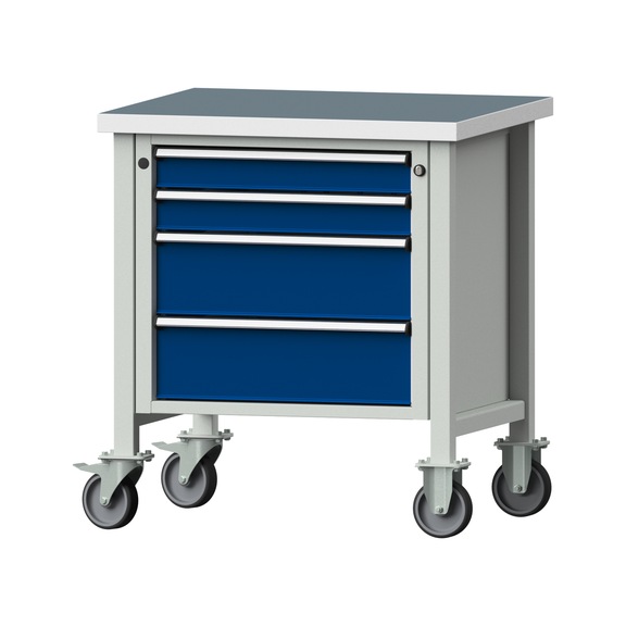 Box workbench V/T-BL 800 mm, model 21, UBP 40 mm, RAL 7035/5010, 890x800x700 - Cabinet workbench 1 block