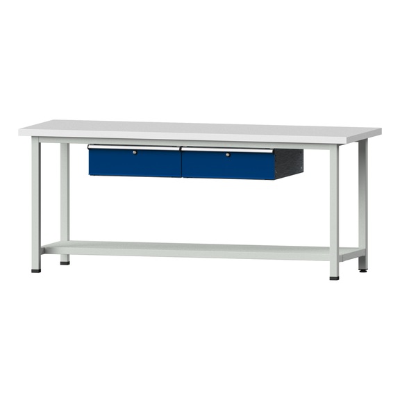Work table, model 175, KSP 40 mm, RAL 7035/RAL 5010, 840 x 2000 x 800 mm - Working table 2000 mm static