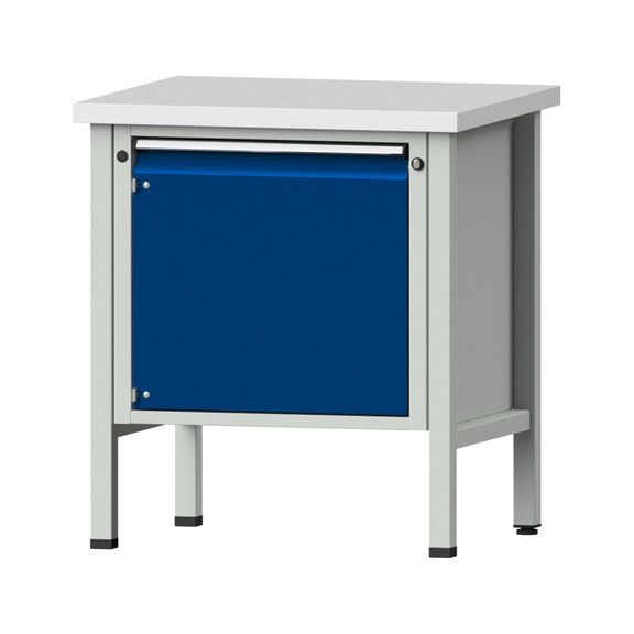 Box workbench V/T-BL 800 mm, model 12, KSP 40 mm, RAL 7035/5010, 890x800x700 - Cabinet workbench 1 block