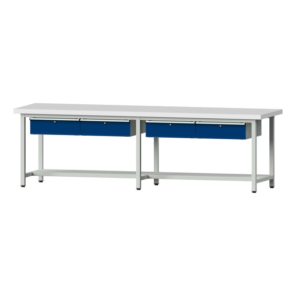 Work table, model 195, KSP 50 mm, RAL 7035/RAL 5010, 850 x 2800 x 800 mm - Working table 2800 mm static