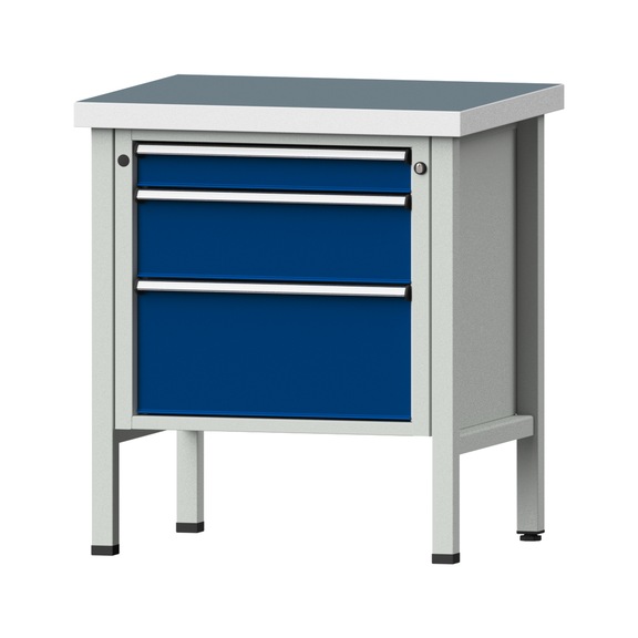 Box workbench V/T-BL 800 mm, model 22, UBP 50 mm, RAL 7035/5010, 900x800x700 - Cabinet workbench 1 block