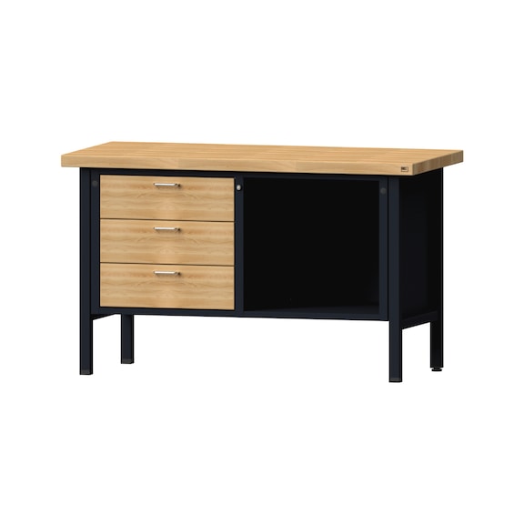 Box workbench V/T-BL 1500 mm, model 103, BMP 40 mm, RAL 7016, 890x1500x700 mm - Cabinet workbench 2 blocks models 103 - 209