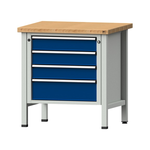 Box workbench V/T-BL 800 mm, model 25, BMP 40 mm, RAL 7035/5010, 840x800x700 - Cabinet workbench 1 block