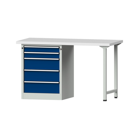 Combination workbench V/T-BL1500/2000 mm Model 810 KSP 40 mm RAL 7035/5010, 890 x 1500 x 700 - Combination workbench 1500 mm models 809 V - 816 V