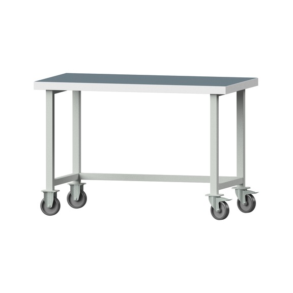 Arbeitstisch, Modell 40, UBP 50 mm, RAL 7035, 850 x 1270 x 700 mm - Arbeitstisch 1270 mm fahrbar