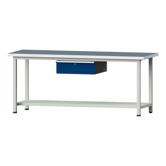 Work table, model 173, UBP 40 mm, RAL 7035/RAL 5010, 840 x 2000 x 800 mm - Working table 2000 mm static