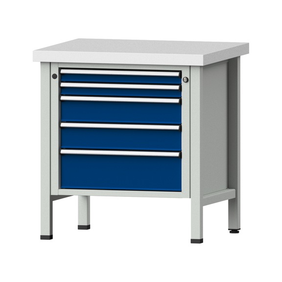 Box workbench V/T-BL 800 mm, model 29, KSP 50 mm, RAL 7035/5010, 850x800x700 - Cabinet workbench 1 block