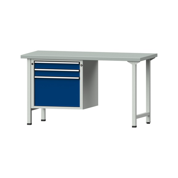 Combination workbench V/T-BL1500/2000 mm Model 702 ZBP 40 mm RAL 7035/5010, 840 x 1500 x 700 - Combination workbench 1500 mm models 501 V - 709 V