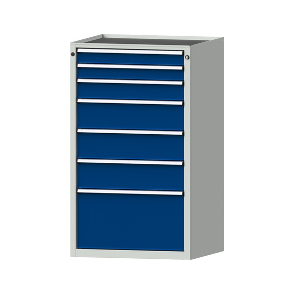Schubladenschrank V760 Modell 4009 Ablagewanne RAL 7035/5010 Höhe 1280 mm, 200kg - Schubladenschrank (Lagereinrichtung, Werkstatt)