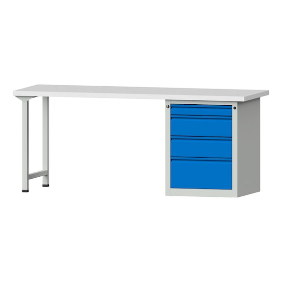 Combination workbench E 1500/2000 mm, model 827, KSP 40 mm, RAL 7035/RAL 5012 - Combination workbench E 2000 mm