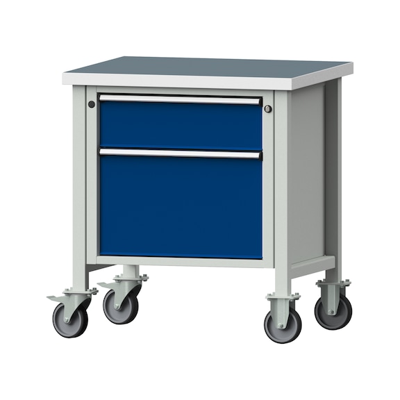 Box workbench V/T-BL 800 mm, model 55, UBP 40 mm, RAL 7035/5010, 890x800x700 - Cabinet workbench 1 block