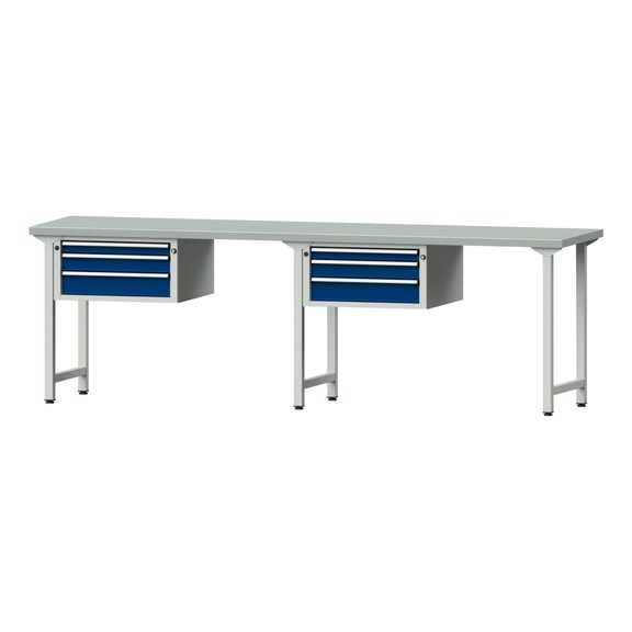 Combination workbench V/T-BL2800 mm, model 532, ZBP 40 mm, RAL 7035/5010, 890x2800x700 - Combination workbench 2800 mm models 531 V - 733 V