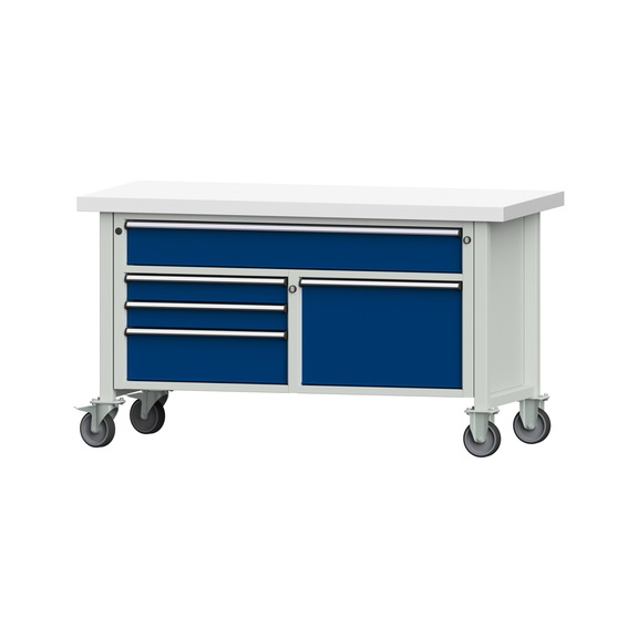 Box workbench 1500 3-piece housing model 256 KSP 50 mm 7035/5010 850x1500x700 - Cabinet workbench 2 blocks 1500 3-piece