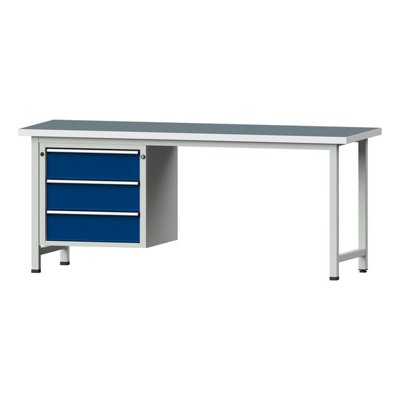 Combination workbench V/T-BL1500/2000 mm Model 726 UBP 40 mm RAL 7035/5010, 840x2000x700 - Combination workbench 2000 mm models 521 V - 726 V