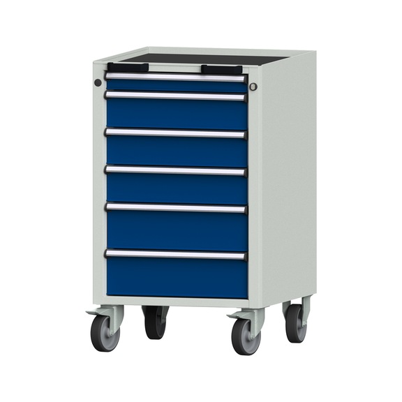 Roll container V/T - KS, model 77, storage tray, RAL 7035/RAL 5010, height 930 mm - Workshop trolley