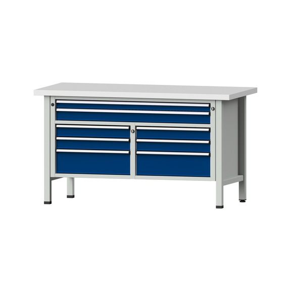 Box workbench 1500 3-part housing model 259 KSP 40 mm 7035/5010 840x1500x700 - Cabinet workbench 2 blocks 1500 3-piece