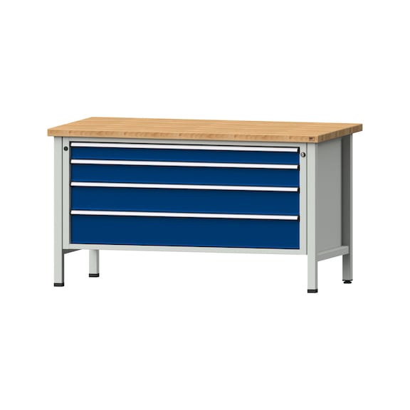 Kastenwerkbank VX 1500 mm, Modell 31, BMP 40 mm, RAL 7035/RAL 5010, 840x1500x800 - Kastenwerkbank V - X 1500 mm 1 Block