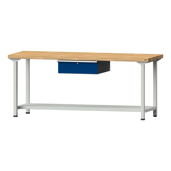Arbeitstisch, Modell 173, BMP 50 mm, RAL 7035/RAL 5010, 850 x 2000 x 800 mm - Arbeitstisch 2000 mm statisch