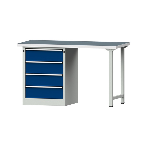 Combination workbench V/T-BL1500/2000 mm Model 808 UBP 40 mm RAL 7035/5010, 890 x 1500 x 700 - Combination workbench 1500 mm models 801 V - 808 VH