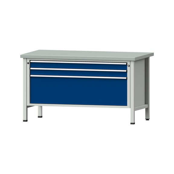 Box workbench VX 1500 mm, model 16, ZBP 40 mm, RAL 7035/RAL 5010, 840x1500x800 - Cabinet workbench V - X 1500 mm 1 block