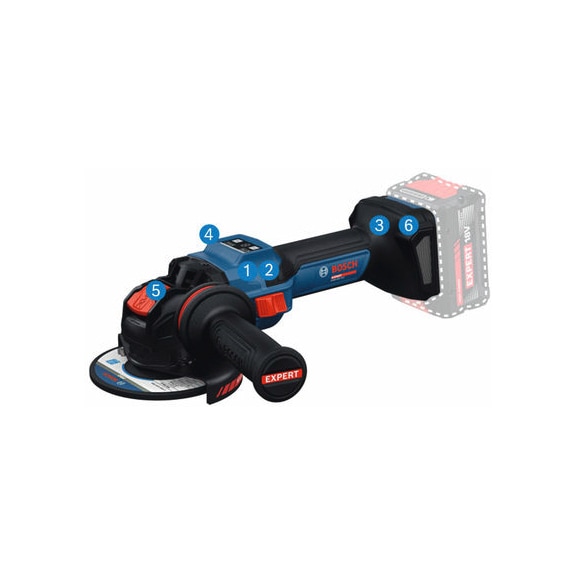 Cordless angle grinder EXPERT with X-LOCK EXWX18V-15S with 2 batteries EXBA18V-80 - Angle grinder (cordless)