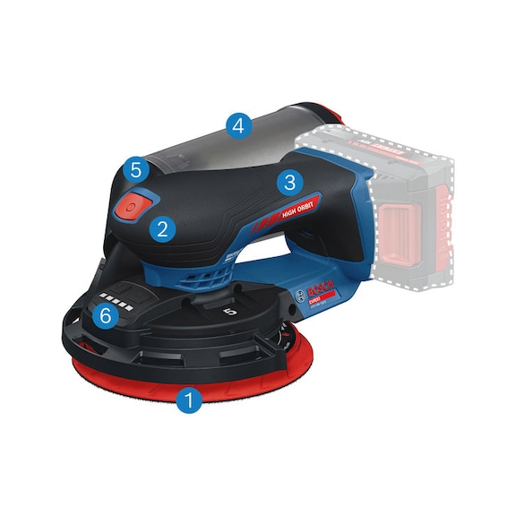 Cordless random orbital sander EXPERT EXEX18V-150-5 without battery - 