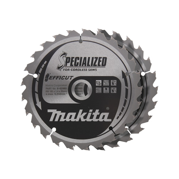 MAKITA EFFICUT circular saw blade, diameter 165 mm, 20 mm, 25 teeth, 2 pieces, B-62985-2 - EFFICUT saw blades