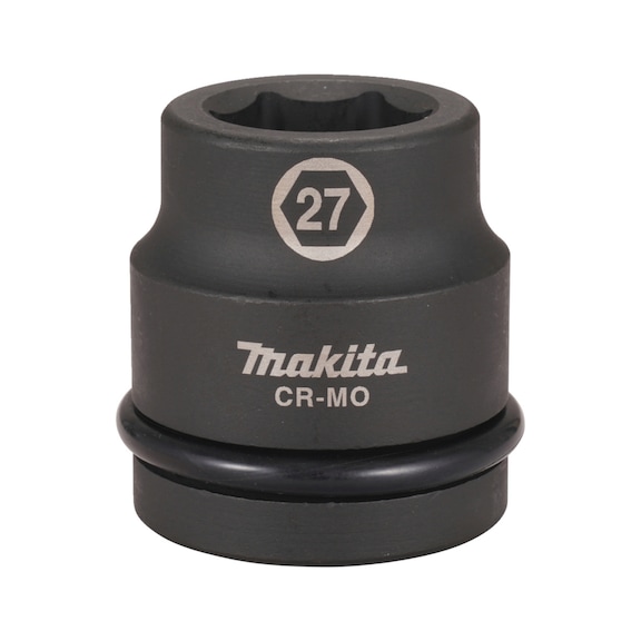 MAKITA Impact Socket 1 inch SW27 Length 60 mm incl. O-ring and pin CR-MO E-24511 - Impact sockets 1"