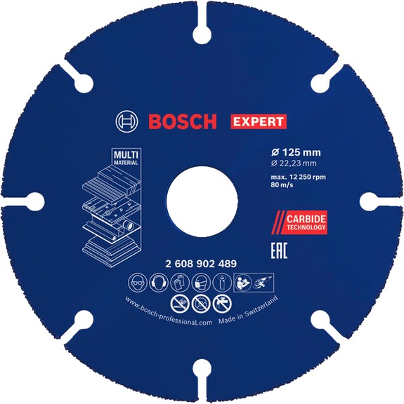 Cut-off wheel EXPERT Carbide Multi Wheel 125 mm 22.23 mm BOSCH 2608902489 - Abrasive made of bonded abrasive with bore or thread