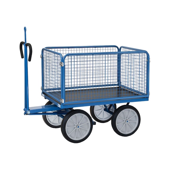 Cr. mn. pl. FETRA 6434 V, cap. înc. 1000 kg, supr. înc. 1.200x800 mm - Cărucior platformă cu pereţi din grilaj de sârmă