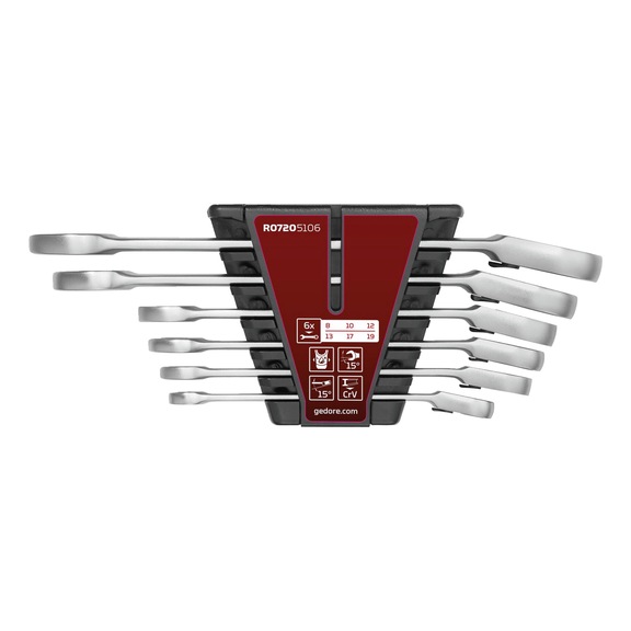 GEDORE RED 6-piece ring ratchet combination spanner set 3301084 - Ratchet combination spanner