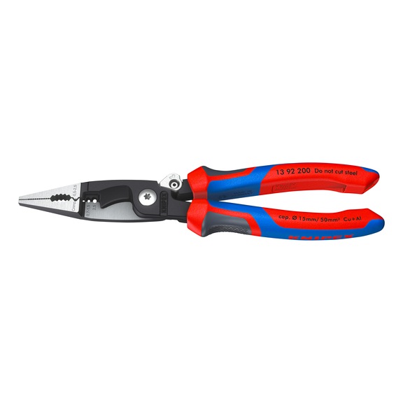 KNIPEX Pinza per elettroinstallazioni 200&nbsp;mm manici bicomp con leva di chiusura - Pinza per elettroinstallazioni per presa, taglio e crimpatura