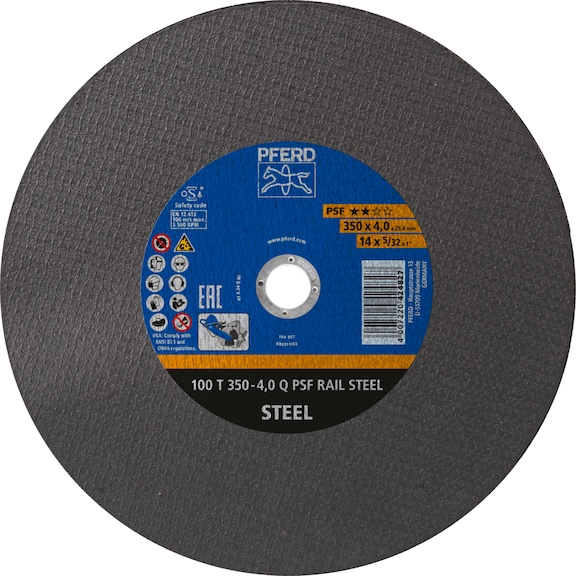 Rail cutting disc T 350x4.0x25.4 mm universal line PSF for railway tracks - Cut-off wheel
