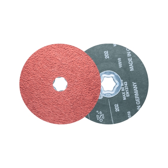PFERD COMBICLICK ceramic grain fibre disc, diameter 125 mm, CO-COOL24, for stainless steel - Abrasive tool made of abrasive on a base