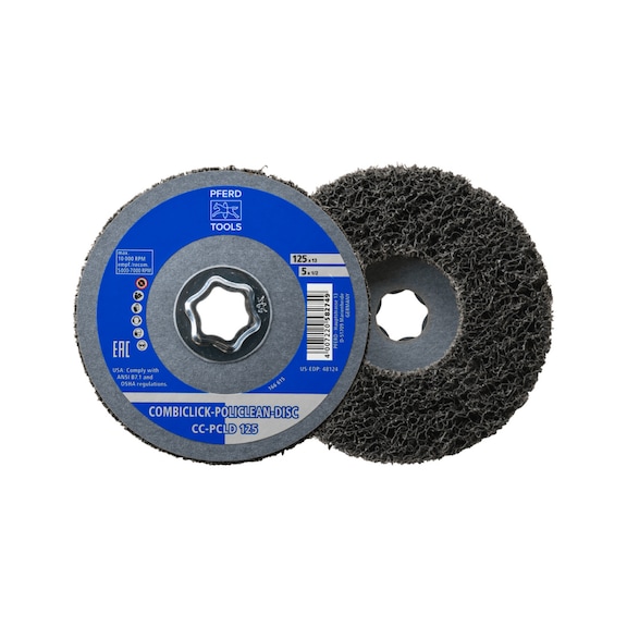 COMBICLICK POLICLEAN PCLD cleaning fleece diameter 125x13 mm coarse cleaning - Bonded abrasive with bore or thread
