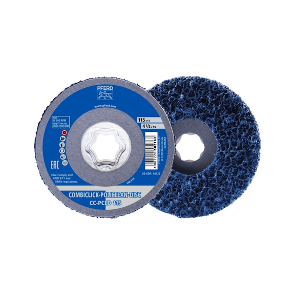 COMBICLICK POLICLEAN PLUS PCLD cleaning fleece diameter 115x13 mm - Bonded abrasive with bore or thread