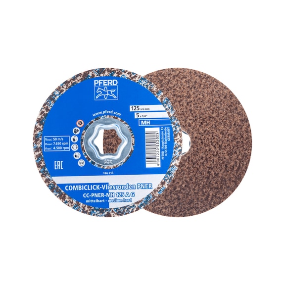 COMBICLICK pressed fleece disc CC PNER diameter 125 mm medium hard A coarse - Bonded abrasive with bore or thread