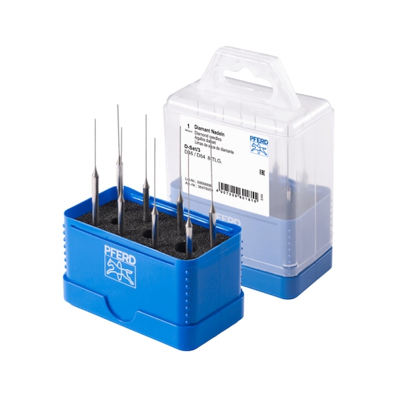 Diamond needle set, 8 pieces Diameter 0.42–0.72 mm Shank diameter 3 mm D46 - Grinding pin with diamond or boron nitride