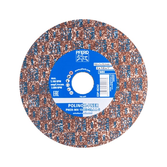 POLINOX pressed fleece wheel PNER diameter 150x3 mm bore 25.4 mm medium A - Non-woven grinding wheel