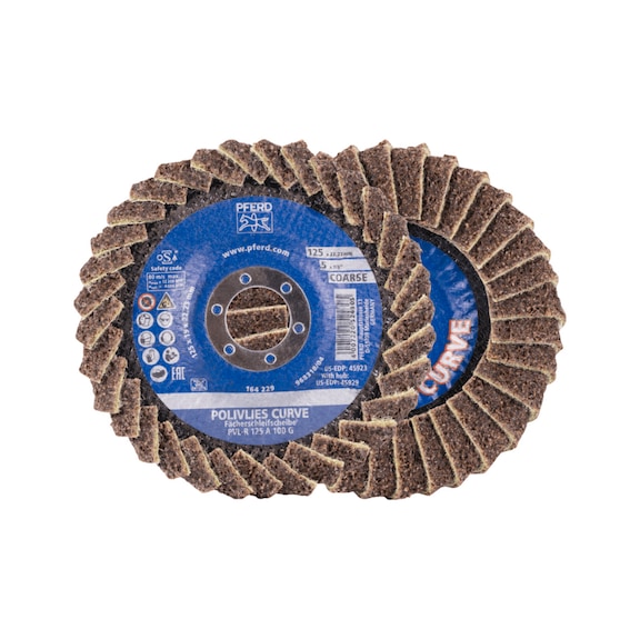 POLIVLIES-CURVE flap disc PVL-R corundum 125 mm bore 22.23 mm A100G - Abrasive tool made of abrasive on a base