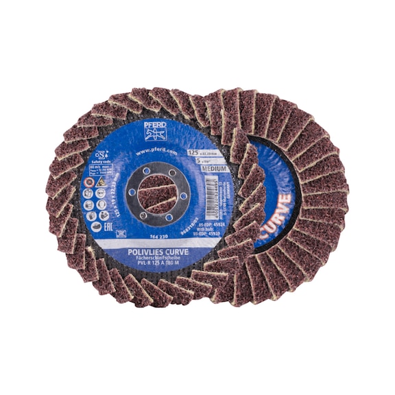 POLIVLIES-CURVE flap disc PVL-R corundum 125 mm bore 22.23 mm A180M - Abrasive tool made of abrasive on a base