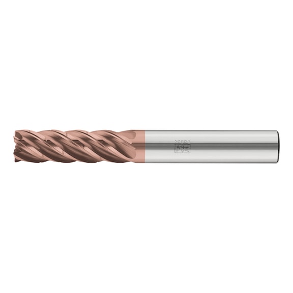 Solid carbide milling cutter, diameter 10 mm, 5 cutting edges, with chip breaker, 3xDC, radius 0.5 mm, HB - End mills (non-indexable cutting edges