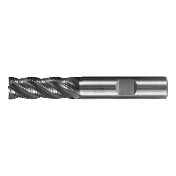 Solid carbide milling cutter, diameter 16 mm, 4 cutting edges, with roughing teeth, 2xDC, chamfer 0.5 mm - End mills (non-indexable cutting edges