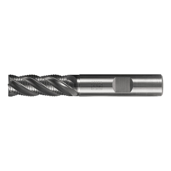 Solid carbide milling cutter, diameter 20 mm, 4 cutting edges, with roughing teeth, 2xDC, chamfer 0.6 mm - End mills (non-indexable cutting edges