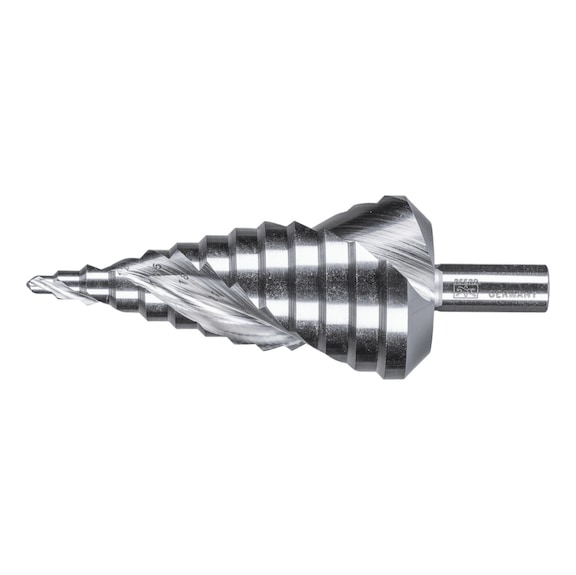 HSSE Co5 step drill 13 drilling stages Diameter 4-39 mm 3-flute shank 10 mm - Step drill with morse taper